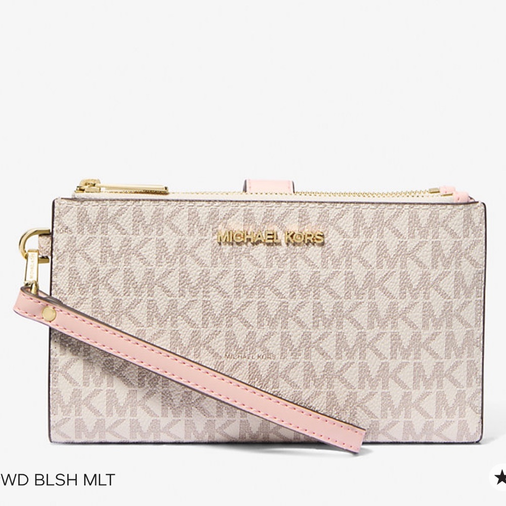 MICHAEL KORS Jet Set TRVL Lg Signature Logo Double Zip Smartphone Wallet
Powder